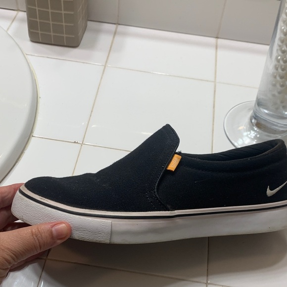 Nike Black Canvas Slip-Ons with White Sole - Picture 2 of 6